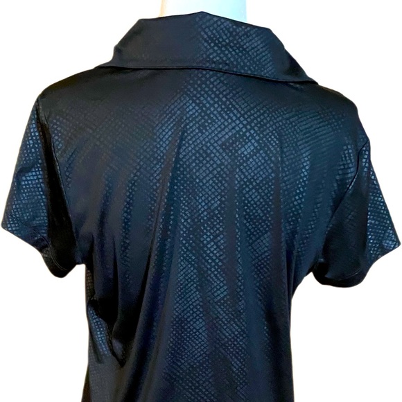 Izod Black Embossed Geo Print Zip Polo Shirt - Picture 4 of 5